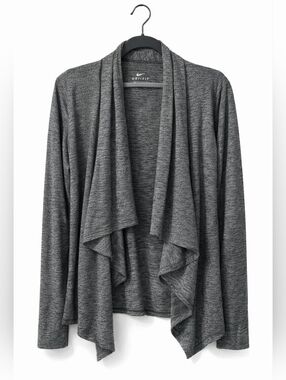 Nike Dri-Fit Yoga Women's Charcoal Gray Open-Front Waterfall Cardigan Size M